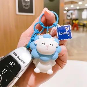 Cute resin sheep keychain cartoon doll bag pendant exquisite car key ring gift lovely