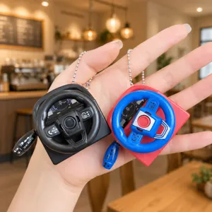 Mini steering wheel keychain decompression toy sound shifting bag pendant gift cute