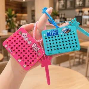 Cute magnetic bead drawing board keychain decompression pendant colorful cute cartoon toy gift