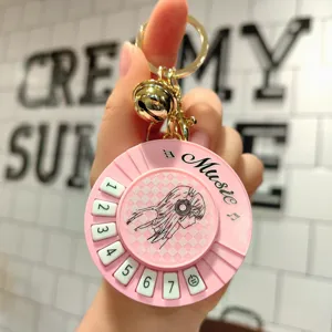 Mini music rhythm instrument keychain decompression pink toy with number buttons and cute pendant