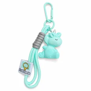 Cute resin unicorn keychain lanyard mint green phone charm bag pendant gift idea