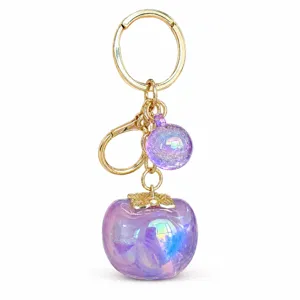 Creative Fruit Persimmon Pineapple Lemon Shape Acrylic Keychain Cute Iridescent Gradient Bag Pendant Charm Gift Jewelry For Key Ring