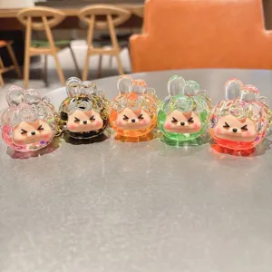 Cute quicksand acrylic keyring charm liquid floating glitter bag pendant for keys accessories