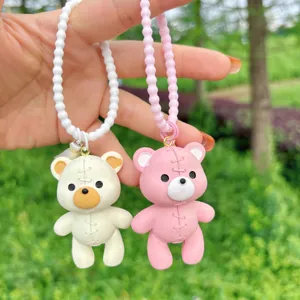 Lindo llavero de oso cosido colgante de bolso de resina accesorio de moda para las llaves