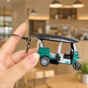 Portachiavi mini tuk-tuk creativo modello di veicolo a tre ruote ciondolo borsa regalo