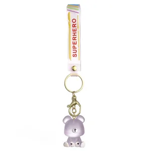 Ins style resin jelly cute bear keychain transparent cartoon couple fashion bag charm pendant