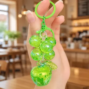 Green crystal bubble grape apple keychain cute bag charm aesthetic accessory fashion gift