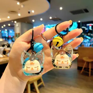 Leuke vloeistofgevulde cartoon sleutelhanger tas hanger cadeau voor kinderen leuk