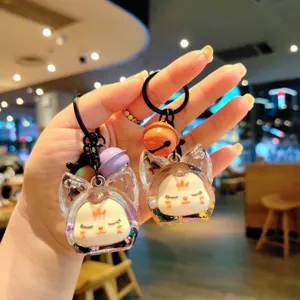 Leuke vloeibare quicksand KIKI sleutelhanger tassenhangers acryl ornament cadeau.