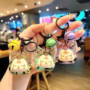 Schattige Sanrio Stijl Vloeibare Drijfzand Kat Sleutelhanger Tas Hanger