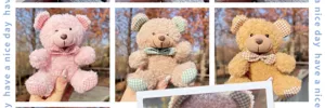Cute bow teddy bear keychain plush doll pendant soft backpack charm gift for girls