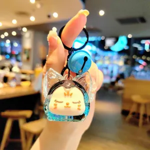 Leuke acryl quicksand sleutelhanger met blauwe bel hanger stijlvolle tas ornament cadeau