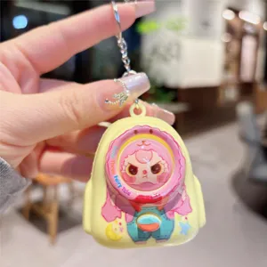 Cute cartoon face-changing doll keychain pendant, fun relief bag accessory for couples.