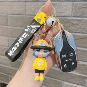 PVC trendy cartoon boy keychain cute bag pendant couple car key ring fashion gift