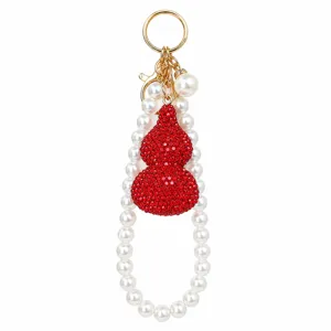 Luxus Legierung Flaschenkürbis Schlüsselanhänger Strass Künstliche Perle Schlüsselkette Für Handy Tasche Anhänger Geschenk