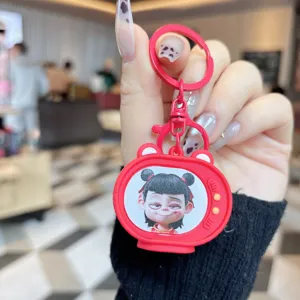 Cute Nezha cartoon TV shape keychain funny expression bag pendant creative accessory gift