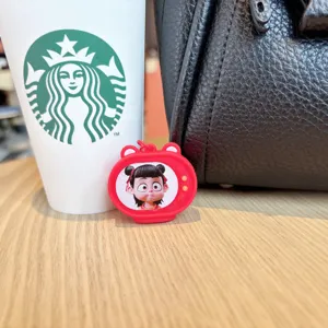 Cute Nezha 2 flashing TV keychain cartoon funny bag pendant accessory for kids and fans