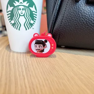 Cute Nezha cartoon flashing TV keychain funny expression bag pendant accessory backpack charm decor