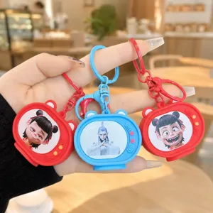 Creative Retro TV Keychain Glowing LED Flashing Light Fun Emoji Backpack Charm Cute Pendant For School Bag Car Key Decor