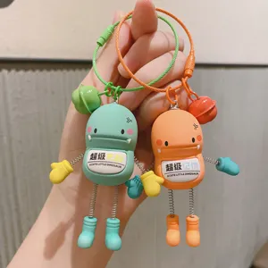 Simpatico Portachiavi a Forma di Dinosauro in Acrilico Divertente Giocattolo Antistress con Arti a Molla Ciondolo per Borsa con Campanellino Cartone Animato per Regalo di Compleanno Festa