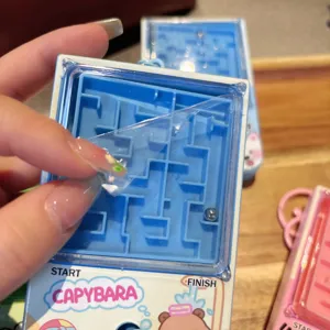 Mini capybara maze game keychain pocket toy cute portable steel ball puzzle toy for kids gifts