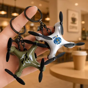 Mini drone keychain creative aircraft model car key ring pendant gift hanging ornament