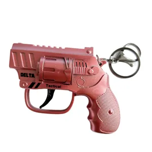 Creative Mini Flint Pistol Keychain Toy Metal Look Mechanical Gun Ring Bag Pendant Stress Relief Fidget Charm For Kids Adults