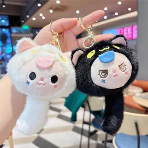 Schattige pluche kat sleutelhanger cartoon dier poppentas hanger pluizig speelgoed