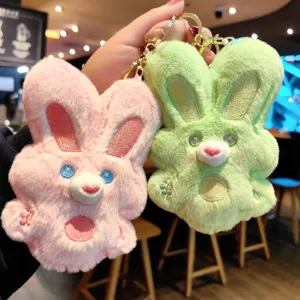 Cute Plush Rabbit Keychain Pendant Soft Stuffed Animal Bunny Doll Toy Bag Charm Key Ring Decorative Pendant For Couples Gift