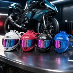 Mini motorcycle helmet keychain cute colorful visor metal ring bag pendant accessory gifts