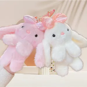 Niedliche Cartoon Plüsch Hase Schlüsselanhänger Schleife Weiche Gefüllte Hase Puppe Tasche Anhänger Schlüsselring Ornament Für Frauen Mädchen