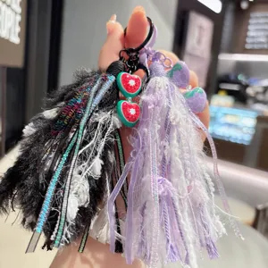 Handgemachte Quasten Schlüsselanhänger Tasche Anhänger Baumwollfaden für Hanfu Dekor.