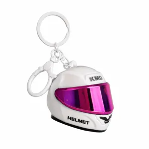 Cool 3D Mini Motorcycle Helmet Keychain Plastic Metal Creative Motor Visor Shield Pendant For Backpack Car Keys Charm Gift