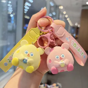 Cute resin milk tea mouse keychain cartoon doll bag pendant accessory student gift charm