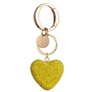 Elegante portachiavi cuore strass brillante ciondolo borsa lusso dorato accessorio auto