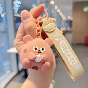 Cute cartoon animal keychain resin charm with strap lovely bag pendant gift accessories
