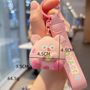 Cute resin cheese mouse keychain boba tea cartoon bag charm aesthetic keychain pendant gift