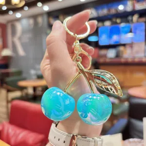 Sweet colorful cherry keychain resin car bag pendant exquisite cute girl ornament accessory