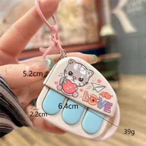 Creative music piano recorder keychain cute cartoon cat design portable decompression toy pendant.
