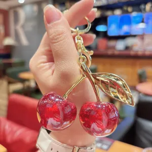 Sweet colorful cherry keychain resin car bag pendant exquisite girlish cute hanging ornament