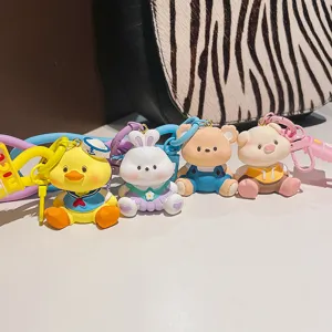 Carino cartone animato resina animale portachiavi orso coniglio anatra borsa ciondolo auto