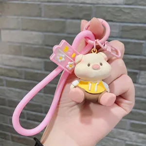 Simpatico portachiavi maialino in resina a cartone animato borsa fascino carino accessorio donna