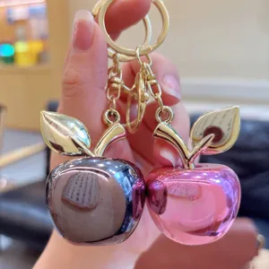 Doppio Portachiavi Mela Metallo Borsa Charm Anello Chiave Auto Hardware Dorato