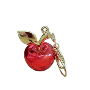 Portachiavi mela placcato rosso, elegante ciondolo borsa in metallo e anello per chiavi auto.