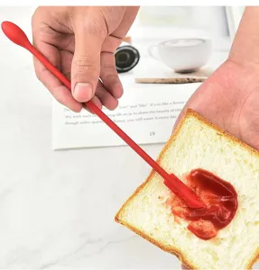 Mini spatola in silicone per marmellata e flaconi cosmetici, strumento flessibile a doppia punta.