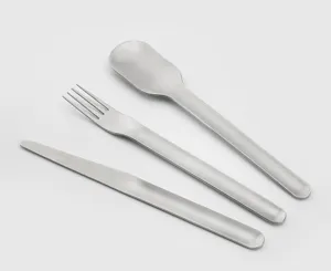 Set de couverts portables d'extérieur en acier inoxydable, couteau, fourchette et cuillère.