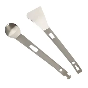 Pure titanium camping kookgerei lepel en spatel set voor picknick en barbecue.