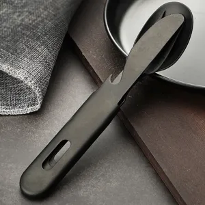 Retro titanium-plated outdoor multi-functional cutlery set portable camping knife fork spoon combo