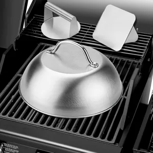 Stainless Steel Burger Press Griddle Dome Cover Round Square Steak Melting Dome Heavy Duty BBQ Cooking Tool For Kitchen