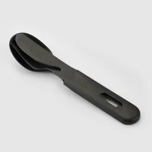 Vintage titanium plated cutlery set, portable 3-in-1 camping spoon fork knife tool.